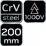 Szczypce uniwersalne 200 mm 1000V, CrV, polerowane