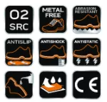 Trzewiki zawodowe O2 SRC, nubuk, rozmiar 45