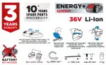 Nożyce do żywopłotu akumulatorowe Energy+ 36V, Li-Ion, szerokość cięcia 520 mm , bez akumulatora