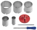 Otwornice wolframowe 32-83 mm, zestaw 5 szt. + pilnik