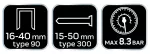 Zszywacz pneumatyczny 16-40 mm zszywki typ 90, 15-50 mm gwoździe typ 300