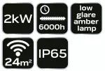 Promiennik 2000W, IP65, element grzejny low glare amber lamp