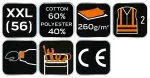 Bluza ostrzegawcza 40% poliester, 60% bawełna, 260 gsm, rozmiar XXL