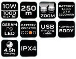 Latarka akumulatorowa USB 1000 lm OSRAM P9 LED