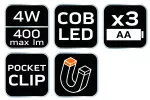 Lampa inspekcyjna bateryjna 400 lm COB