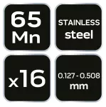 Szczelinomierz 16 listków odgiętych (0.127 - 0.508mm) 65MN/stal nierdzewna