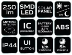 Lampa solarna ścienna 20 SMD LED 250 lm