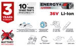 Kosa akumulatorowa bezszczotkowa Energy+ 36V, Li-lon, szerokość koszenia 350 mm, bez akumulatora
