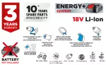Wiertarko-wkrętarka akumulatorowa Energy+ 18V, zdejmowany uchwyt 10 mm, plus adapter kątowy i adapte