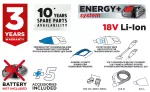 Odkurzacz akumulatorowy 2 w 1 - ręczny i pionowy Energy+ 18V, bez akumulatora