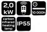 Przemysłowy promiennik do zastosowania na zewnątrz, element grzejny carbon infrared heating lamp