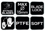 Sekator by-pass 185 mm, zakres do 15 mm, regulowany rozstaw