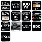 Latarka akumulatorowa USB C 500 lm SST20 LED