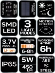 Lampa solarna uliczna + pilot SMD LED 450 lm