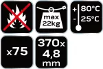 Opaski zaciskowe 4.8 x 370 mm, 75 szt., białe 01-611