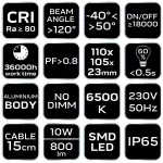 Reflektor SMD 10W 800 lm 230V