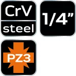 Końcówka wkrętakowa PZ3 na nasadce 1/4", krótka, 37 mm