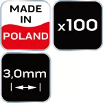 Krzyżyki dystansowe z kółkiem 3.0 mm, 100 szt.
