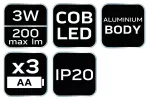 Latarka bateryjna 3xAA 200 lm COB LED