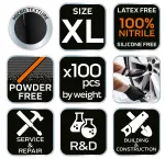 Rękawiczki nitrylowe, czarne, 100 sztuk, rozmiar XL