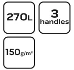 Torba ogrodowa 270 L, usztywniona krawędź, 150 g/m2; PP; usztywniona krawędź, 3 uchwyty, 67 x 76 cm