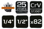 Klucze nasadowe 1/2", 1/4" , zestaw 82 szt., CrV