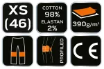 Spodnie robocze DENIM, czarne, rozmiar XS
