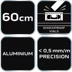 Poziomnica aluminiowa S 300, 3 libelle, 60 cm