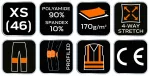Spodnie robocze PREMIUM,4 way stretch, czarne, rozmiar XS