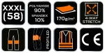Spodnie robocze PREMIUM,4 way stretch, czarne, rozmiar XXXL