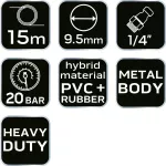 Zwijadło pneumatyczne, metalowe, otwarte, 9,5mm x 15m HEAVY DUTY