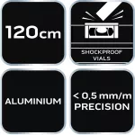 Poziomnica aluminiowa S 300, 3 libelle, 120 cm