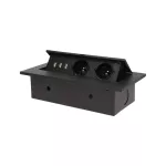 Gniazdo meblowe wpuszczane w blat z grubym rantem, 2x2P+Z, 3 porty USB, czarne
