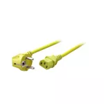 Kabel zasilający Schuko 90° - C13 180° 1,8m żółty