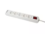 Przedłużacz z pięciokrotnym gniazdem z wyłącznikiem i USB;ECO; 5X2p+Z; 10A; 1,5m; BIAŁY