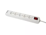 Przedłużacz z pięciokrotnym gniazdem z wyłącznikiem i USB;ECO; 5X2p+Z; 10A; 3m; BIAŁY
