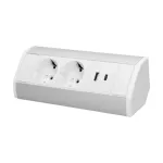 Gniazdo meblowe 2x2P+Z (Schuko), 2xUSB (typ A+C; 2,4A), biało-srebrne