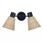 Spotlights series Nature Double E27 Black Natural rattan DE-0220-NAT
