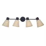 Spotlights series Nature 4 Bodies E27 Black Natural rattan DE-0222-NAT