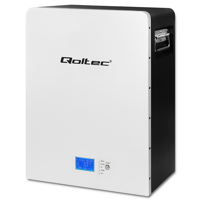 Qoltec Stabilny Magazyn energii LiFePO4 | 4.8kWh | 48V | 100Ah | BMS | LCD