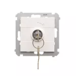 SIMON 55 WMDL-0K014x-111 Łącznik na kluczyk chwilowy – przycisk (moduł) 2 pozycyjny „0-I” styk N/O, 5 A, 250 V~; Biały mat