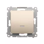SIMON 54 WMDL-011xxx-044 Łącznik jednobiegunowy z podświetleniem LED (moduł) 10AX, 250V~, szybkozłącza; złoty mat