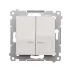 SIMON 54 WMDL-551x2x-011 Łącznik świecznikowy z podświetleniem LED i do wersji IP44 (moduł) 16AX, 250V~, zaciski śrubowe; biały Posiada wkładkę DU1W