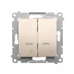 SIMON 54 WMDL-0712xx-044 Łącznik krzyżowy podwójny z podświetleniem (moduł) 10AX, 250V~, szybkozłącza; złoty mat