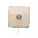 SIMON BASIC WMUL-0K01Px-9011 Łącznik chwilowy jednobiegunowy z kluczem, 2 pozycyjny, „0-I” styk N/O. Możliwość wyjęcia klucza tylko w pozycji 0; beż