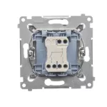 SIMON 54 WMDL-550xxx-043 Łącznik świecznikowy do wersji IP44 (moduł) 10AX, 250V~, szybkozłącza; srebrny mat Posiada wkładkę uszczelniającą pod klawisze DU1W