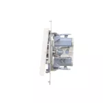 SIMON 55 WMDL-0104Lx-111 Łącznik krzyżowy z podświetleniem LED – piktogram schody (moduł) 10 AX, 250 V~, szybkozłącza; Biały mat
