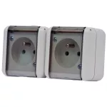 Gniazdo 2x230V IP44 szare transparentne