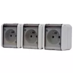 Gniazdo 3x230V IP44 szare transparentne