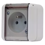 Gniazdo 1x230V IP44 szare transparentne